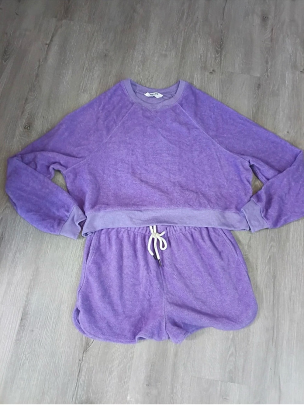 Double Zero Lilac Terry Athletic Shorts with Drawstring Womens Med